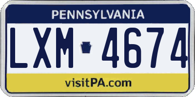 PA license plate LXM4674