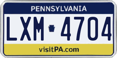 PA license plate LXM4704