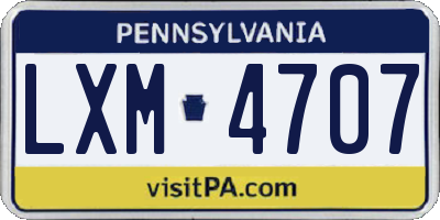 PA license plate LXM4707
