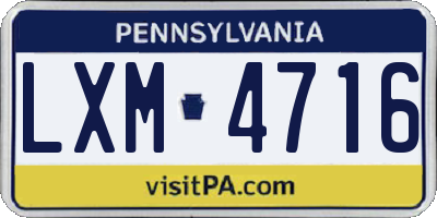 PA license plate LXM4716