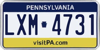 PA license plate LXM4731