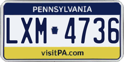 PA license plate LXM4736