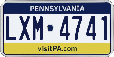 PA license plate LXM4741