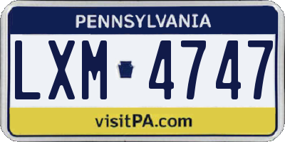 PA license plate LXM4747