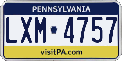 PA license plate LXM4757