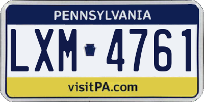 PA license plate LXM4761