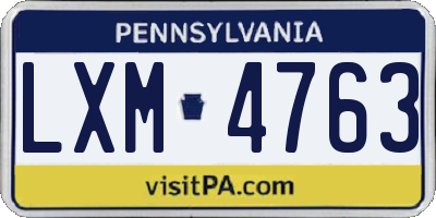 PA license plate LXM4763