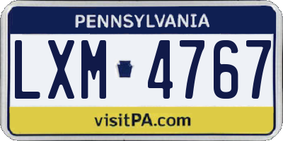PA license plate LXM4767