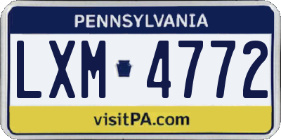 PA license plate LXM4772