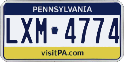 PA license plate LXM4774