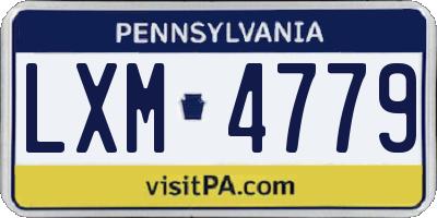 PA license plate LXM4779