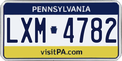 PA license plate LXM4782