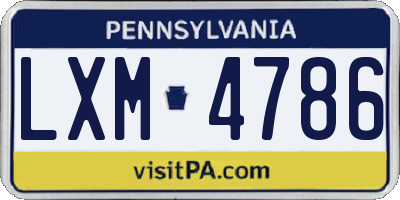 PA license plate LXM4786