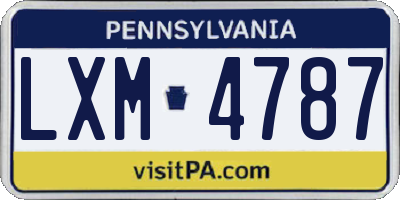 PA license plate LXM4787