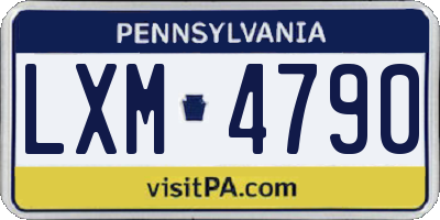 PA license plate LXM4790
