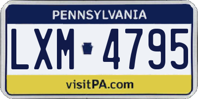 PA license plate LXM4795