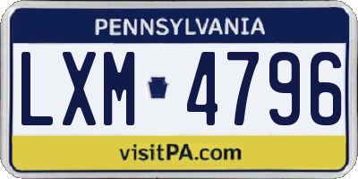 PA license plate LXM4796