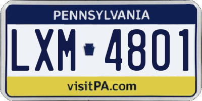 PA license plate LXM4801