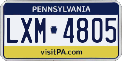 PA license plate LXM4805