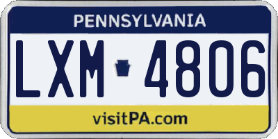 PA license plate LXM4806