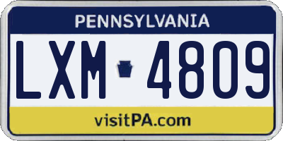 PA license plate LXM4809