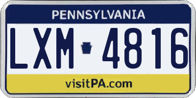 PA license plate LXM4816