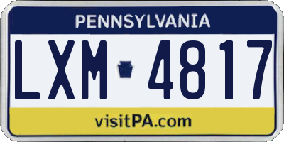 PA license plate LXM4817