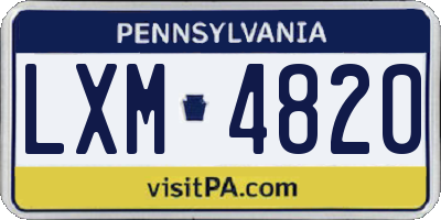 PA license plate LXM4820
