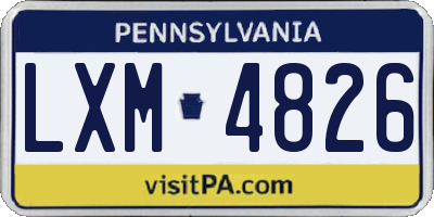 PA license plate LXM4826