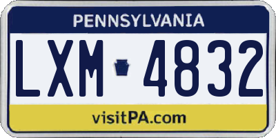 PA license plate LXM4832