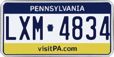 PA license plate LXM4834