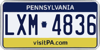 PA license plate LXM4836