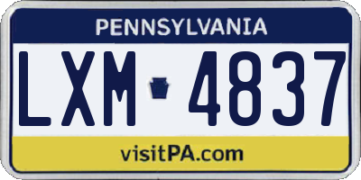 PA license plate LXM4837