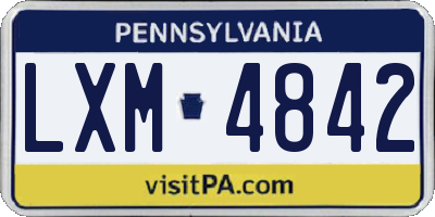 PA license plate LXM4842