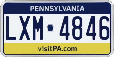 PA license plate LXM4846