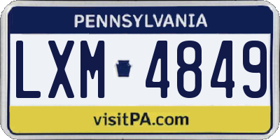 PA license plate LXM4849