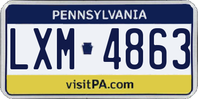 PA license plate LXM4863