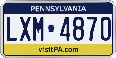 PA license plate LXM4870