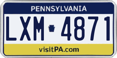 PA license plate LXM4871