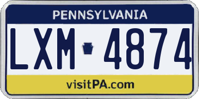 PA license plate LXM4874