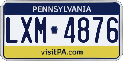 PA license plate LXM4876
