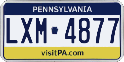 PA license plate LXM4877