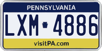 PA license plate LXM4886