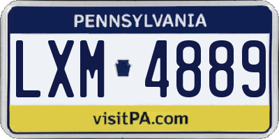 PA license plate LXM4889