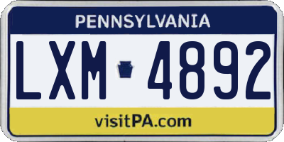 PA license plate LXM4892