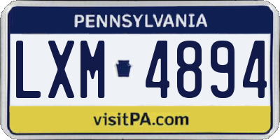 PA license plate LXM4894