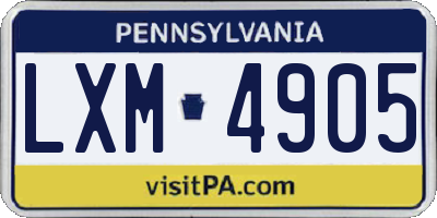 PA license plate LXM4905