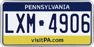 PA license plate LXM4906