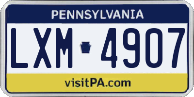 PA license plate LXM4907