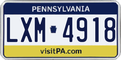 PA license plate LXM4918